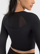 TrainTech Square Neck Long Sleeve Cropped Sports Top - FleekGoddess