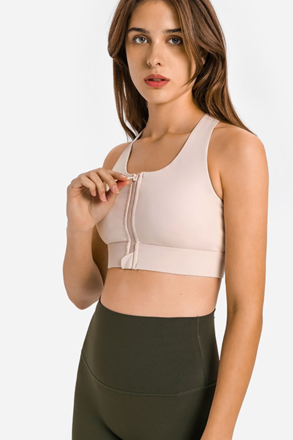 TrainTech Zip Up Racerback Sports Bra - FleekGoddess