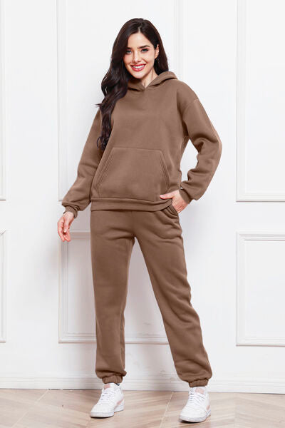 FleeceFlex Drop Shoulder Long Sleeve Hoodie and Pants Set - FleekGoddess