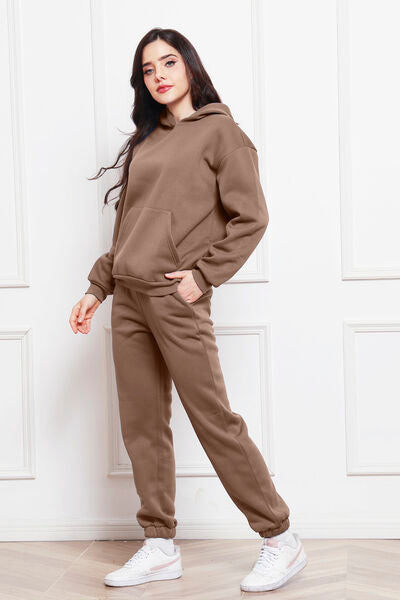 FleeceFlex Drop Shoulder Long Sleeve Hoodie and Pants Set - FleekGoddess