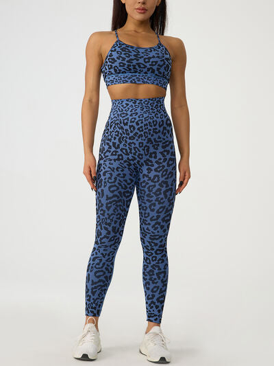 Leopard Crisscross Top and Leggings Active Set - FleekGoddess