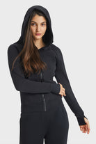 FleeceFlex Zip Up Seam Detail Hooded Sports Jacket - FleekGoddess