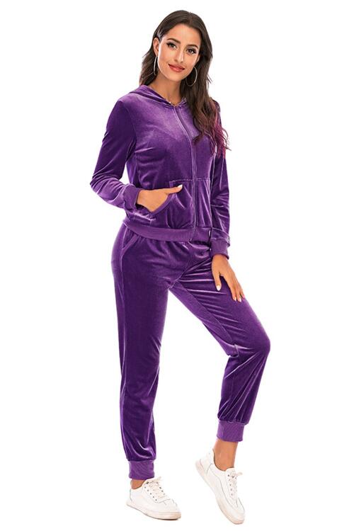 FleeceFlex Zip-Up Hooded Jacket and Pants Set - FleekGoddess