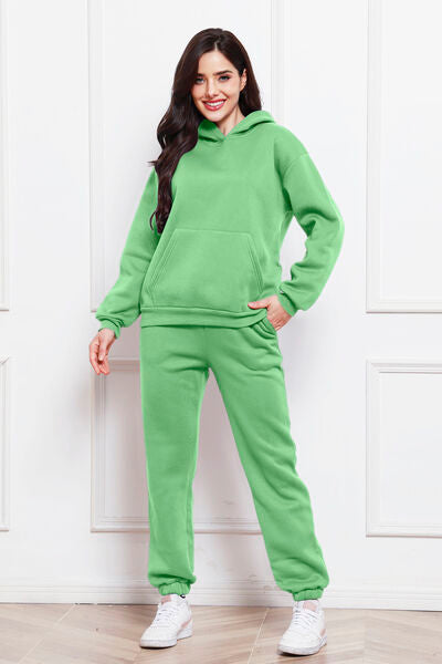 FleeceFlex Drop Shoulder Long Sleeve Hoodie and Pants Set - FleekGoddess