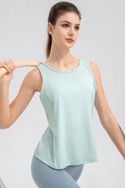 TrainTech Wide Strap Round Neck Active Tank - FleekGoddess