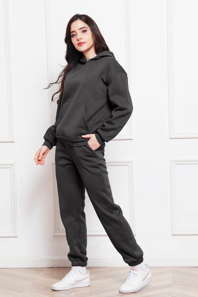 FleeceFlex Drop Shoulder Long Sleeve Hoodie and Pants Set - FleekGoddess