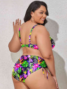 Fleek Goddess Plus Size Printed Drawstring Detail Bikini Set - FleekGoddess