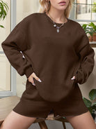 FleeceFlex Cotton 100% Round Neck Sweatshirt and Shorts Set - FleekGoddess