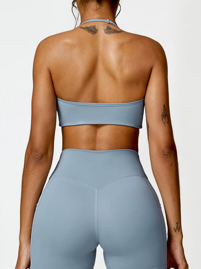 Twisted Halter Neck Active Bra - FleekGoddess