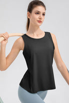 TrainTech Wide Strap Round Neck Active Tank - FleekGoddess