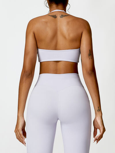 Twisted Halter Neck Active Bra - FleekGoddess