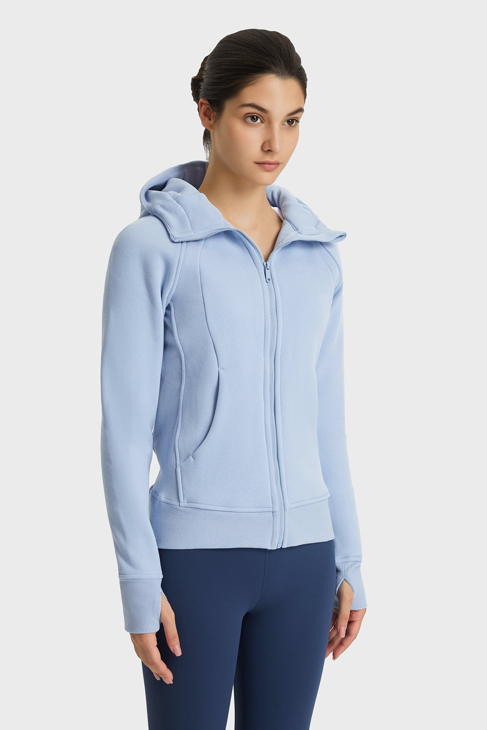 FleeceFlex Zip Up Seam Detail Hooded Sports Jacket - FleekGoddess