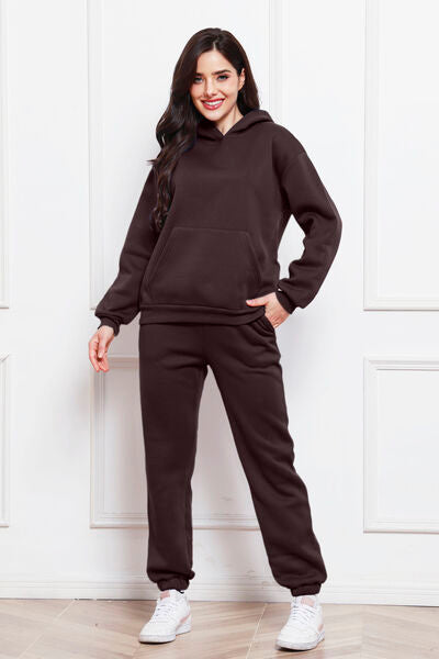 FleeceFlex Drop Shoulder Long Sleeve Hoodie and Pants Set - FleekGoddess