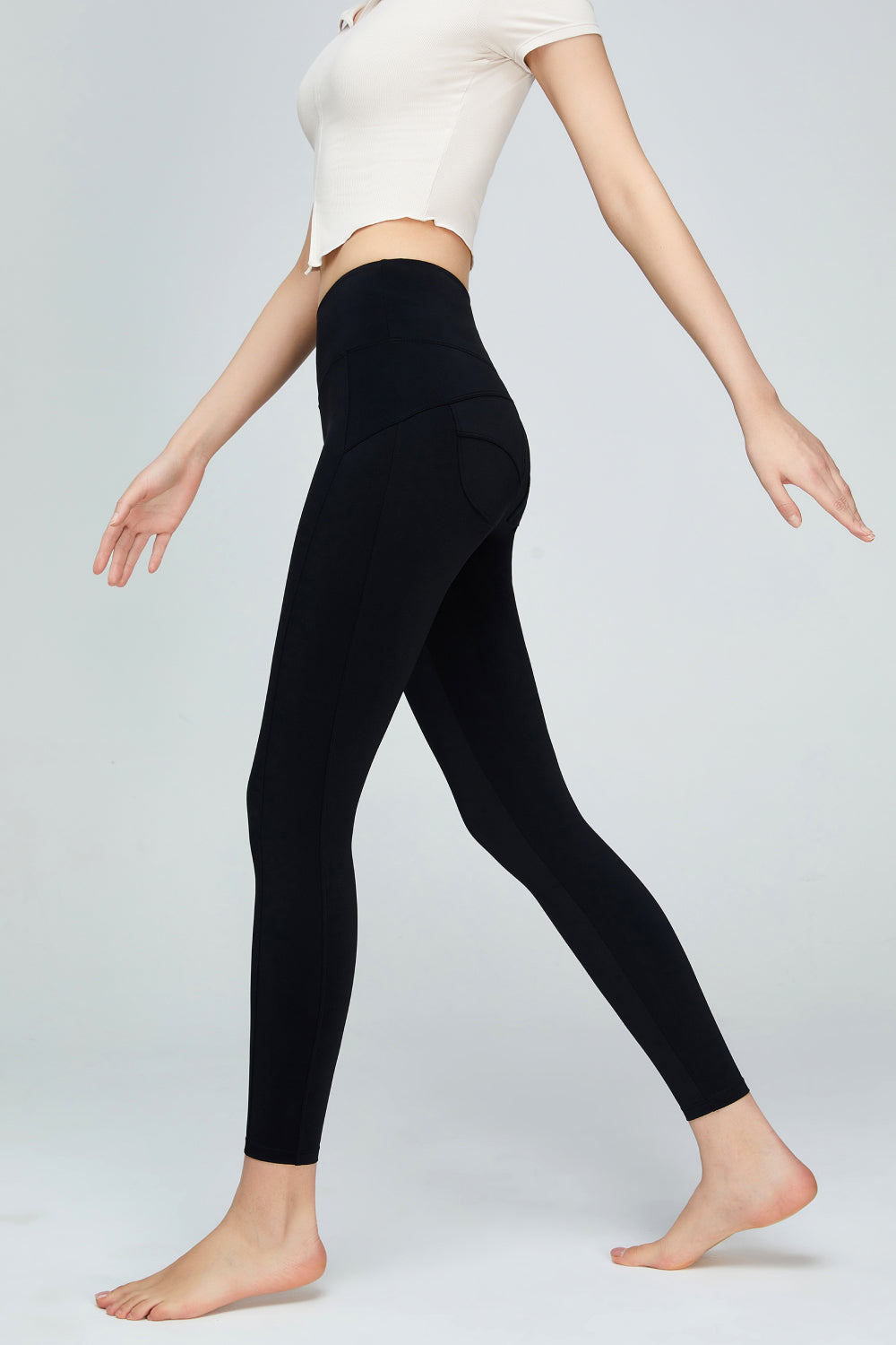 TrainTech Seam Detail Wide Waistband Sports Leggings - FleekGoddess