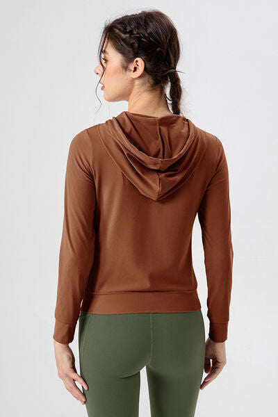 TrainTech Drawstring Zip Up Hooded Active Outerwear - FleekGoddess