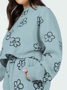 FleeceFlex Floral Dropped Shoulder Sweatshirt and Shorts Set - FleekGoddess