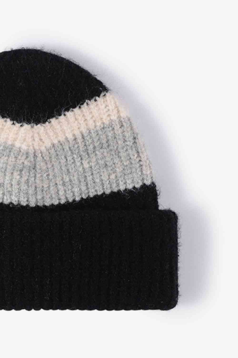 Tricolor Cuffed Knit Beanie - FleekGoddess
