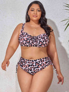 Fleek Goddess Plus Size Printed Drawstring Detail Bikini Set - FleekGoddess