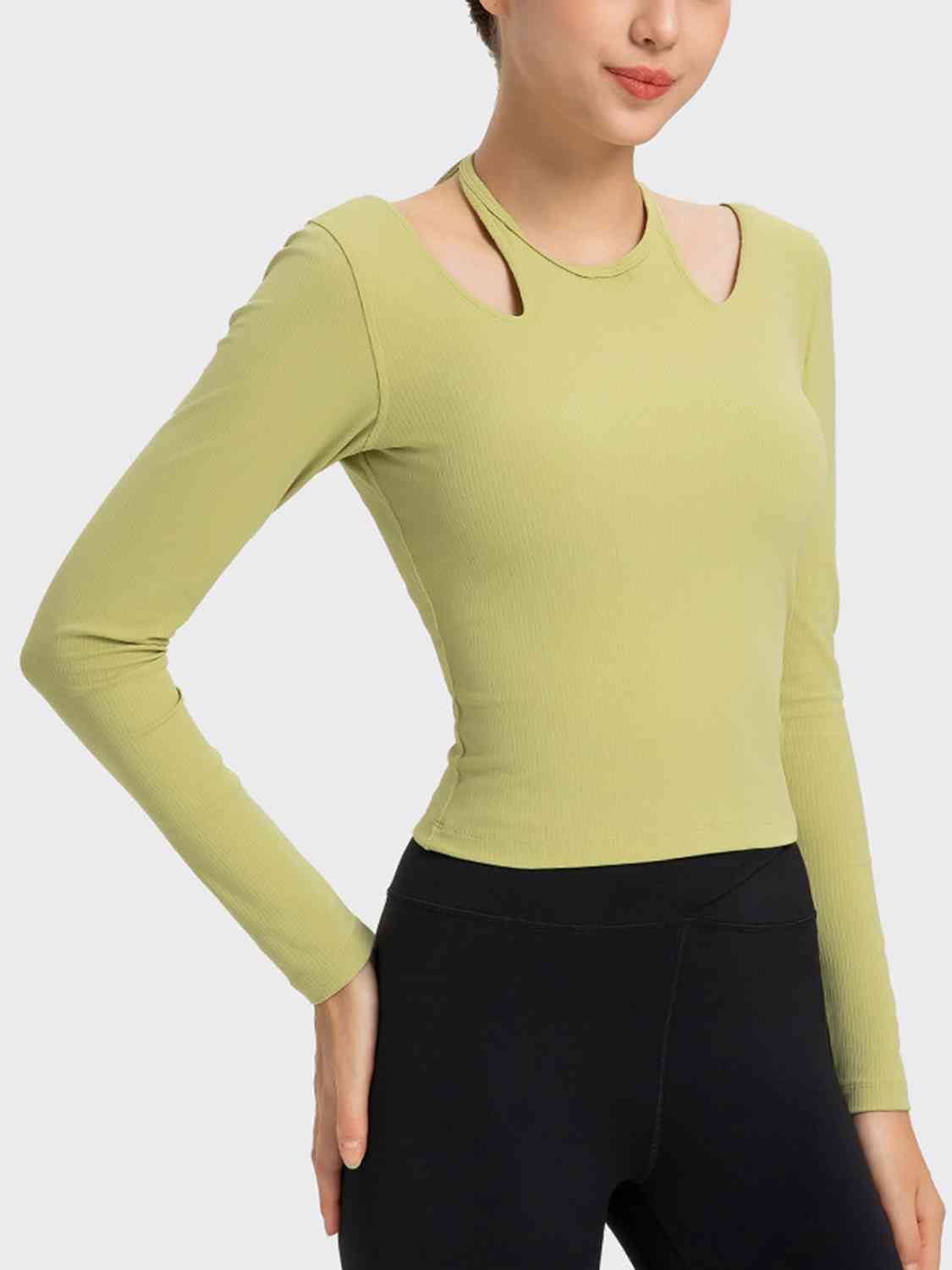 TrainTech Halter Neck Long Sleeve Sporty Top - FleekGoddess