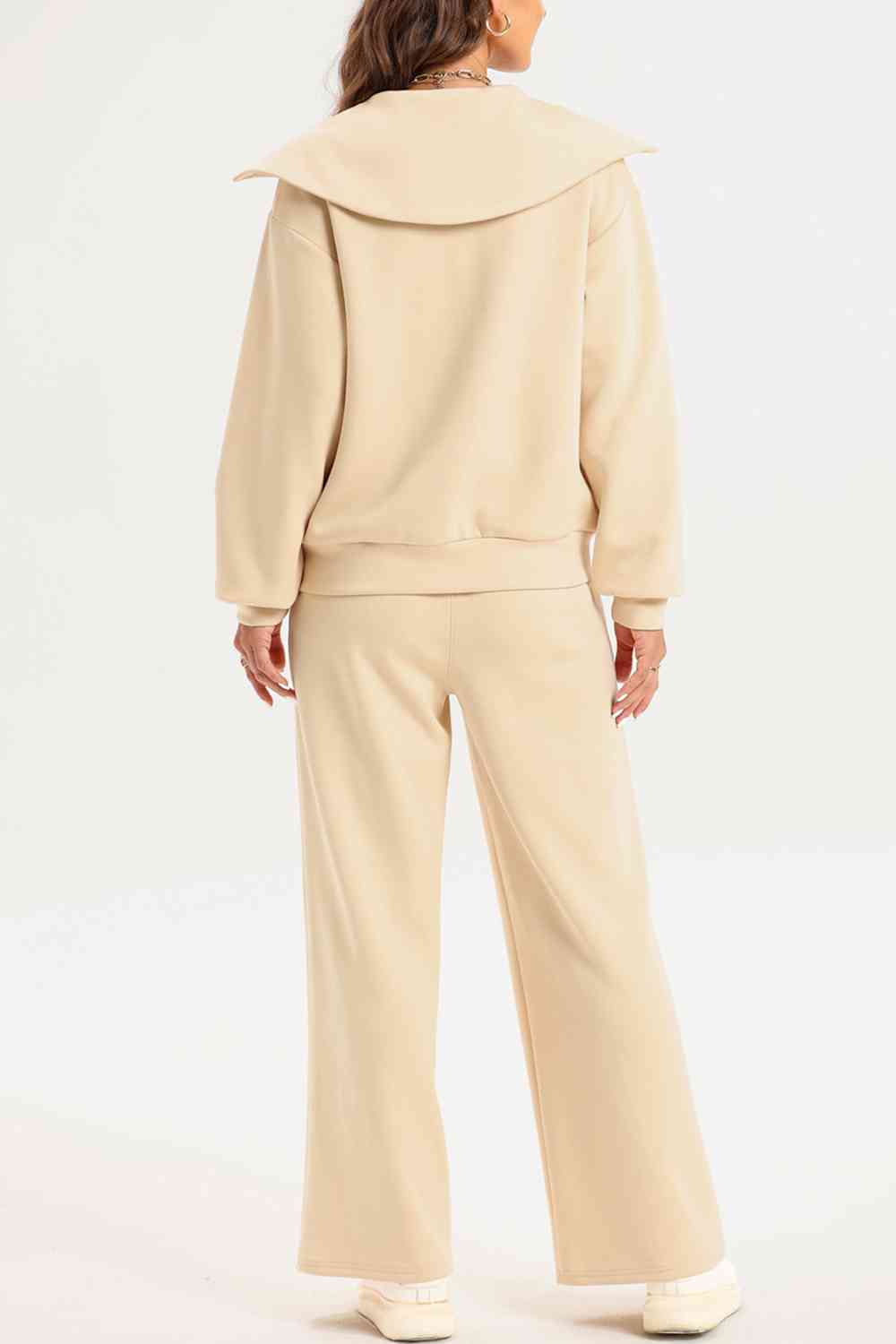 FleeceFlex Half Zip Collared Neck Sweatshirt and Pants Set - FleekGoddess