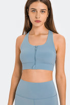 TrainTech Zip Up Racerback Sports Bra - FleekGoddess