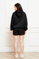 FleeceFlex Drop Shoulder Long Sleeve Hoodie and Shorts Set - FleekGoddess