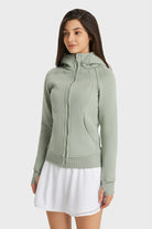 FleeceFlex Zip Up Seam Detail Hooded Sports Jacket - FleekGoddess