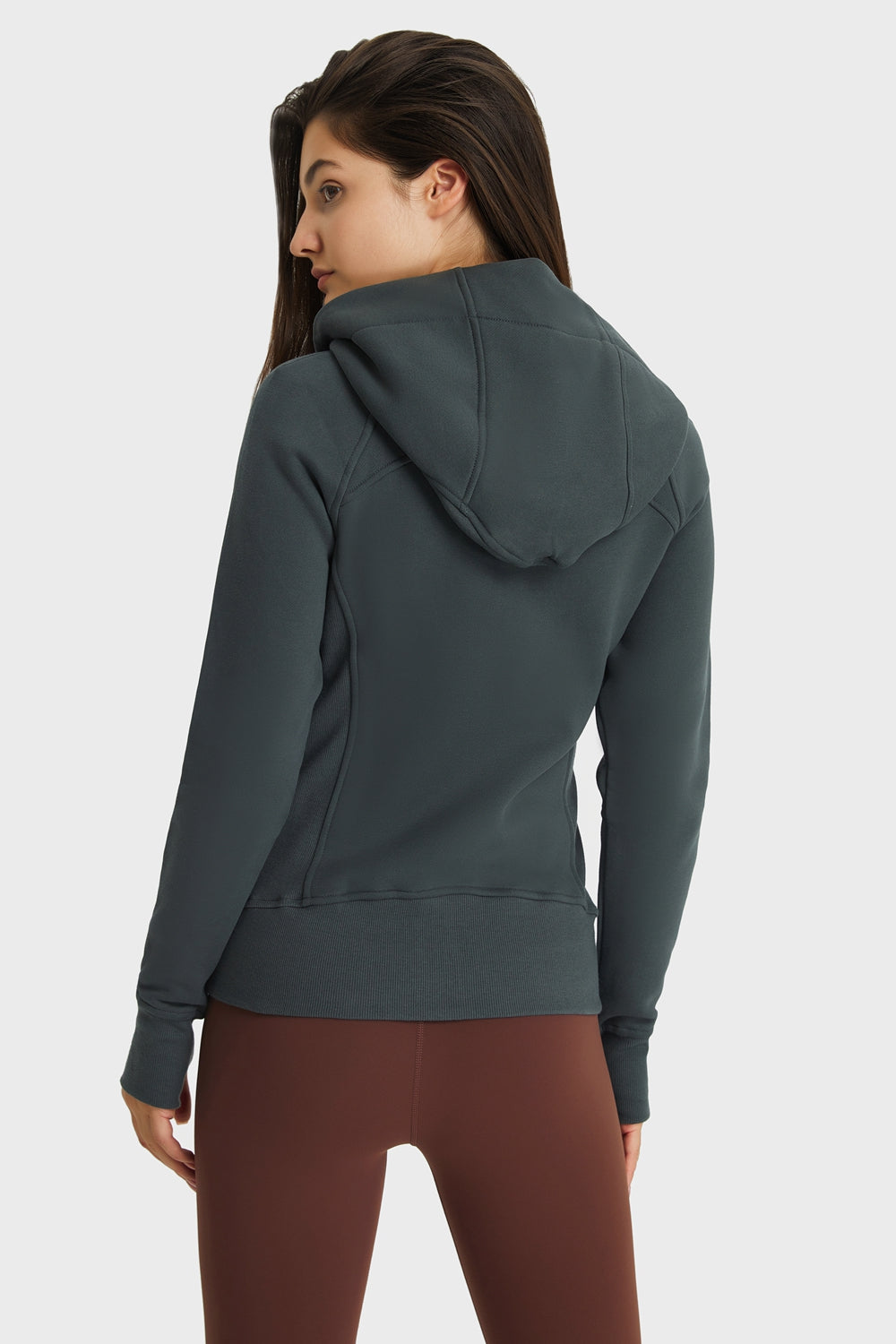 FleeceFlex Zip Up Seam Detail Hooded Sports Jacket - FleekGoddess