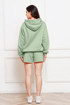 FleeceFlex Drop Shoulder Long Sleeve Hoodie and Shorts Set - FleekGoddess