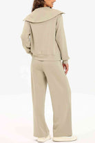 FleeceFlex Half Zip Collared Neck Sweatshirt and Pants Set - FleekGoddess