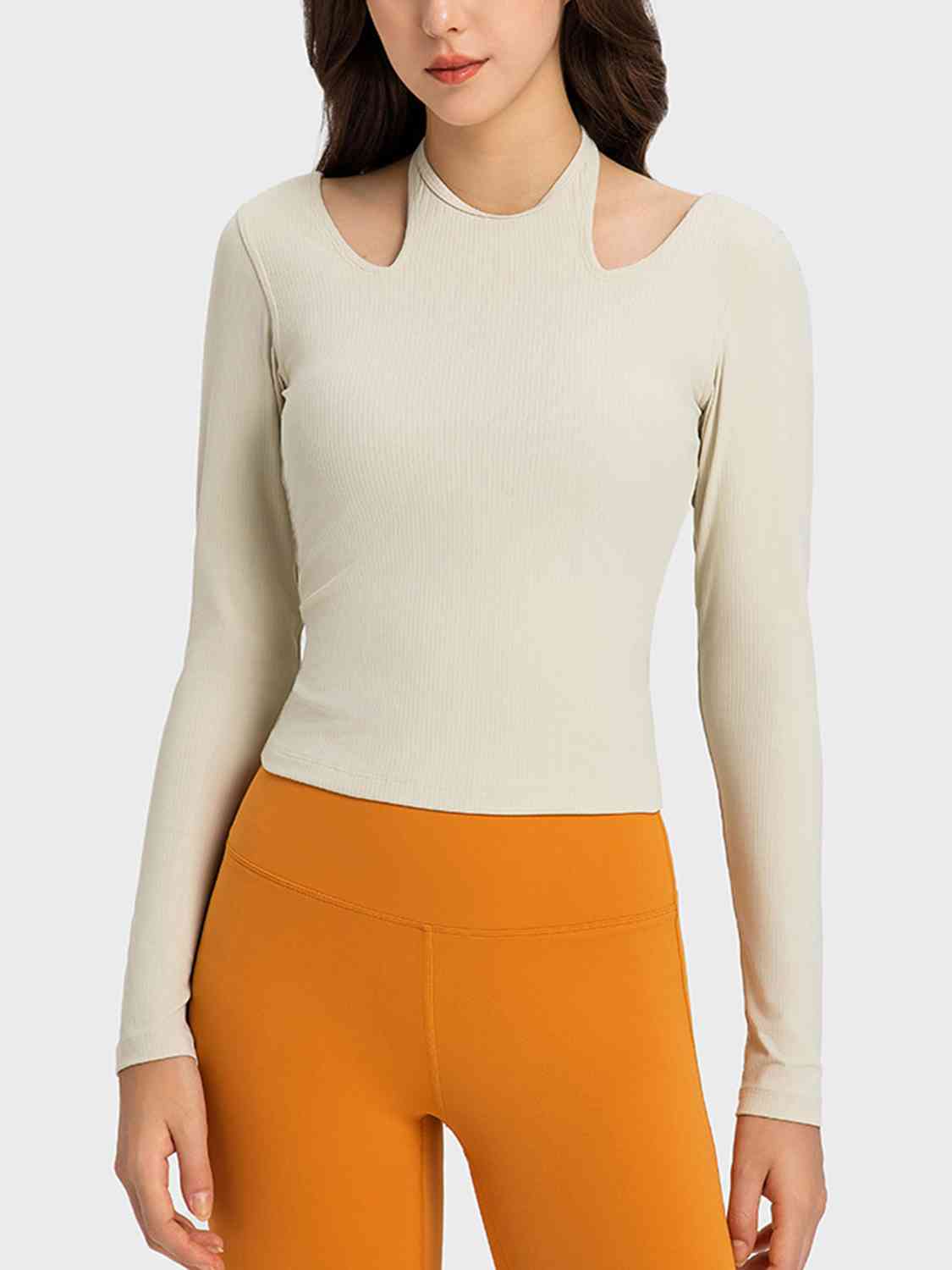 TrainTech Halter Neck Long Sleeve Sporty Top - FleekGoddess