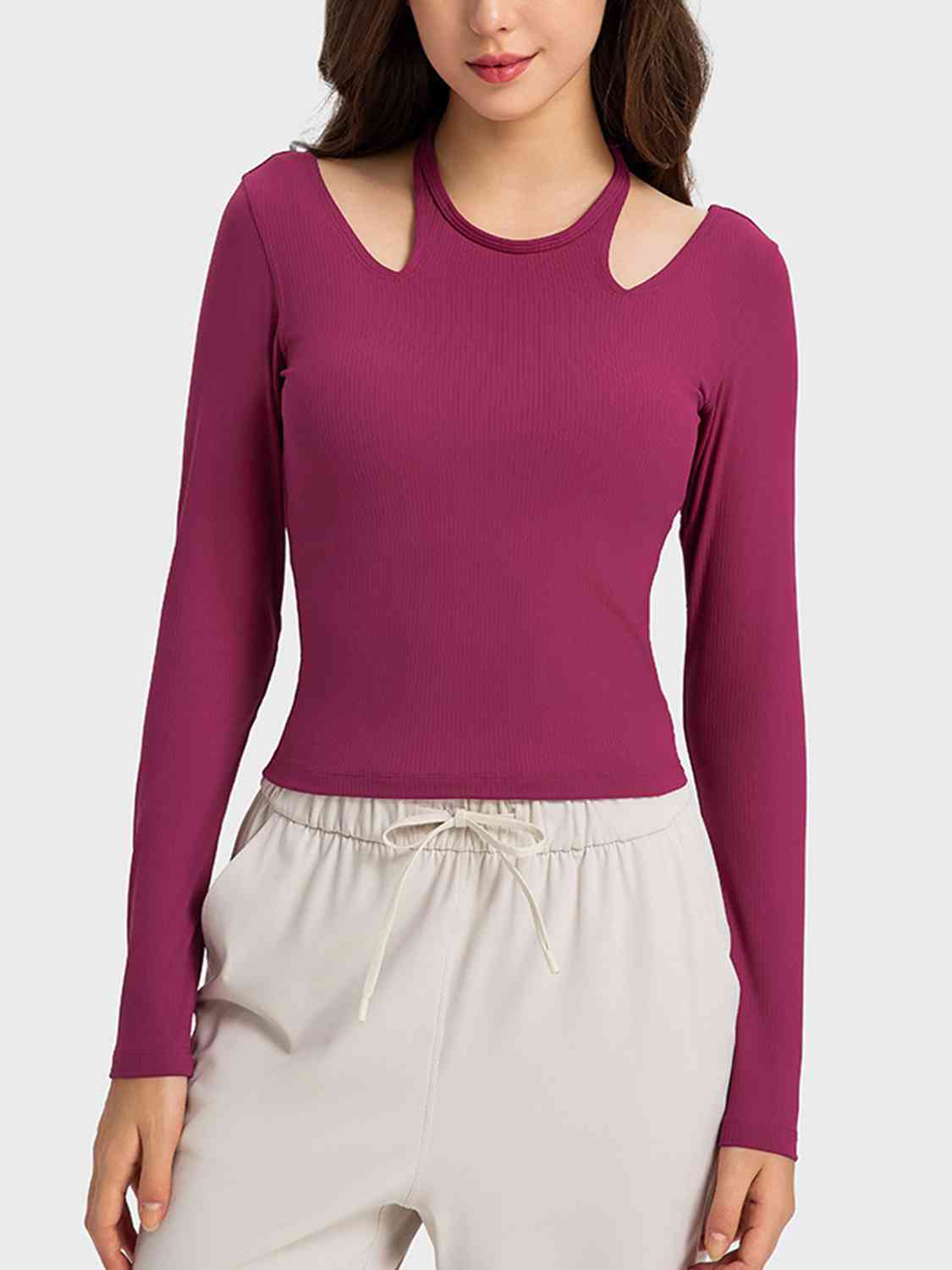 TrainTech Halter Neck Long Sleeve Sporty Top - FleekGoddess