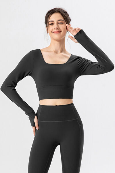 Square Neck Crisscross Active T-Shirt - FleekGoddess