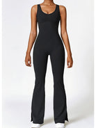 Wide Strap Bootcut Slit Active Jumpsuit - FleekGoddess