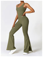 Wide Strap Bootcut Slit Active Jumpsuit - FleekGoddess