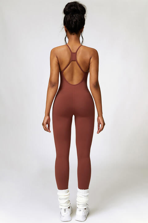 YogaFlex Open Back Spaghetti Strap Jumpsuit - FleekGoddess