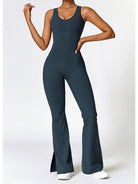 Wide Strap Bootcut Slit Active Jumpsuit - FleekGoddess