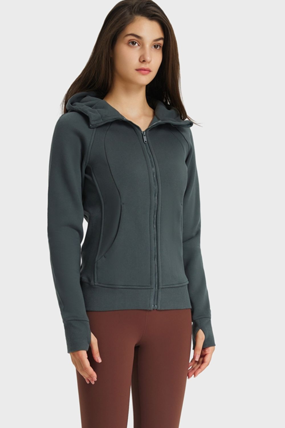 FleeceFlex Zip Up Seam Detail Hooded Sports Jacket - FleekGoddess