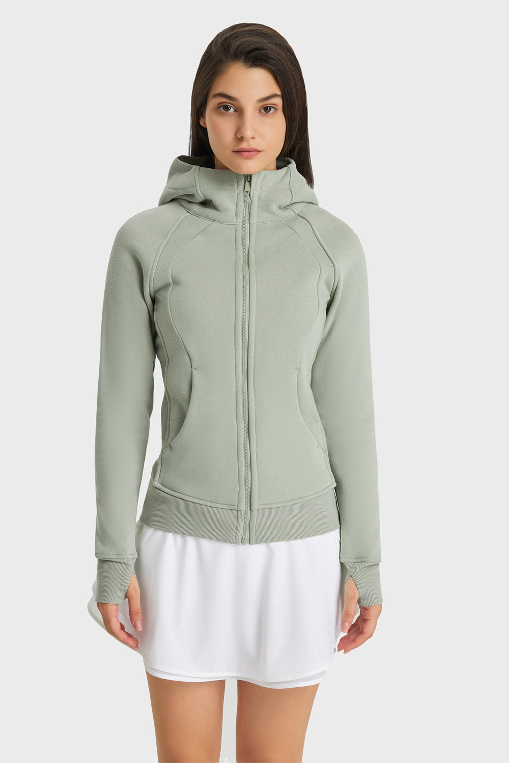 FleeceFlex Zip Up Seam Detail Hooded Sports Jacket - FleekGoddess