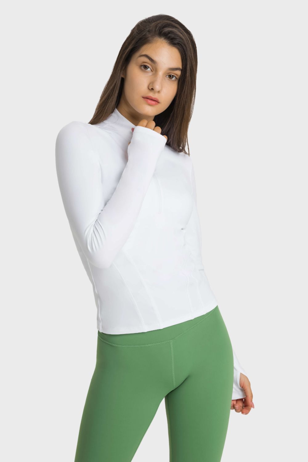 TrainTech Half Zip Thumbhole Sleeve Sports Top - FleekGoddess