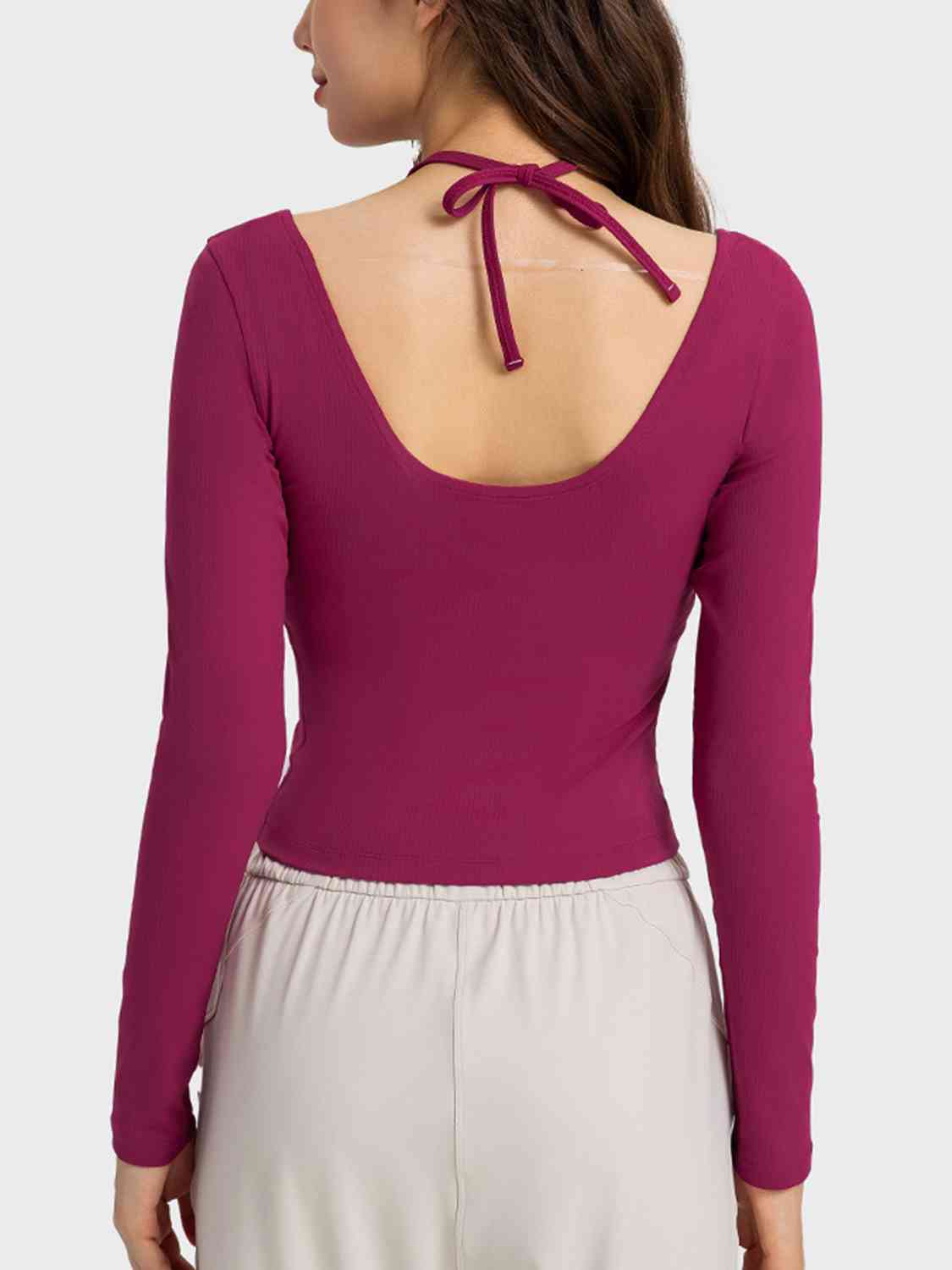 TrainTech Halter Neck Long Sleeve Sporty Top - FleekGoddess