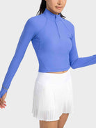 Mock Neck Half Zip Long Sleeve Sport Top - FleekGoddess