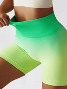 TrainTech Gradient Wide Waistband Slim Fit Sports Shorts - FleekGoddess