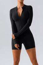 Half Zip Long Sleeve Active Romper - FleekGoddess