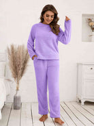 FleeceFlex Teddy Long Sleeve Top and Pants Lounge Set - FleekGoddess