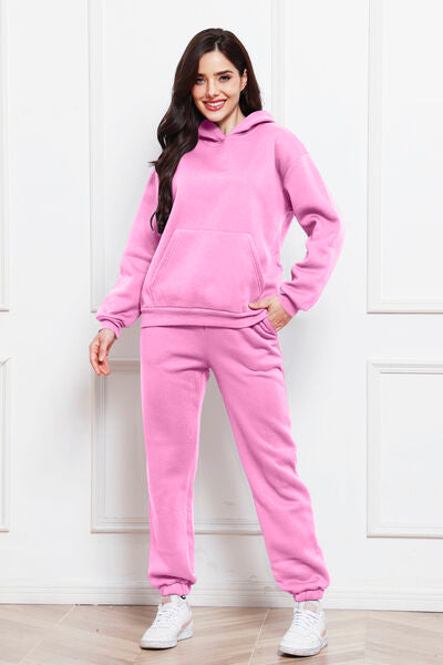 FleeceFlex Drop Shoulder Long Sleeve Hoodie and Pants Set - FleekGoddess