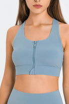 TrainTech Zip Up Racerback Sports Bra - FleekGoddess