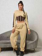 FleeceFlex Contrast Sweatshirt and Sweatpants Set - FleekGoddess