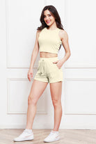 FleeceFlex Round Neck Tank and Drawstring Shorts Set - FleekGoddess