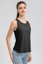 TrainTech Wide Strap Round Neck Active Tank - FleekGoddess